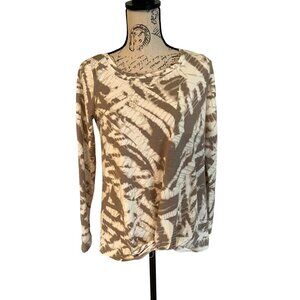 Rose + Olive Tie Dye Print High Low Hem Long Sleeve Top Shirt Small